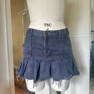 Denim Pleated Mini Skirt